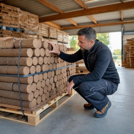 B&ucirc;ches compress&eacute;es, un combustible efficace pour un po&ecirc;le &agrave; bois.